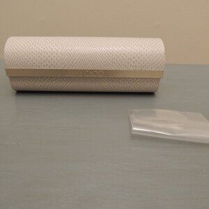 JIMMY CHOO Hard Eyeglasses Case w/ Display Lenses – Ivory Snakeskin